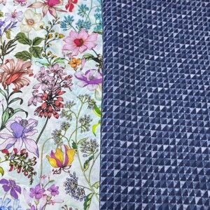 Cotton Lawn Fabric 4 Yards Flower Garden Robert Kaufman, Blue Dusk MonaLuna